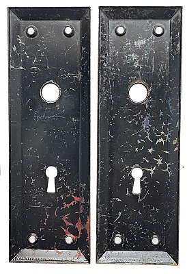 Pair of Antique Japanned or Flashed Copper Wrought Steel Door Plates in "Portland" Design by P. & F. Corbin Co. - Circa 1923