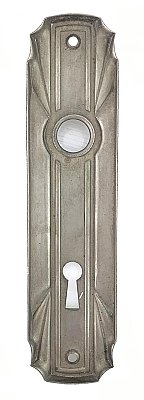 Antique Nickel Plated Wrought Brass "Lafayette" Design Door Plate by Earle Hardware - Circa 1935