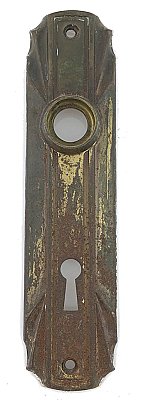 Antique Brass Plated Wrought Steel "Lafayette" Design Door Plate by Earle Hardware - Circa 1935