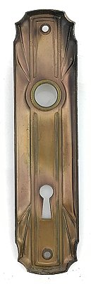 Antique Brass Plated Wrought Steel "Lafayette" Design Door Plate by Earle Hardware - Circa 1935