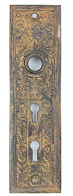 Antique Wrought Bronze "Montello" Pattern Entry Door Plate with Double Keyholes By Reading Hardware - Circa 1899