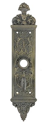 Antique Cast Iron "Firenze" Pattern Thumbturn Door Plate By Yale & Towne Hardware - Circa 1894
