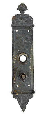 Antique Cast Iron "Firenze" Pattern Thumbturn Door Plate By Yale & Towne Hardware - Circa 1894