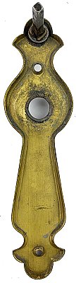 Antique Wrought Brass "Kent" Design Thumbturn Door Plate by Norwalk Lock Co. - Circa 1926