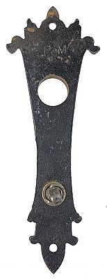 Antique Hammered Black Iron "Pembroke" Design Thumbturn Door Plate by Lockwood Manufacturing - Circa 1938