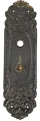 Antique Cast Bronze "Alexandra" Design Thumbturn or Privacy Door Plate by Lockwood Mfg. - Circa 1897