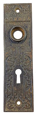 Antique Cast Iron Aesthetic Movement Pattern Door Plate by Russell & Erwin Hardware - Circa 1880
