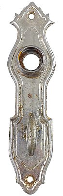 Antique Nickel Plated Wrought Brass "Bemis" Design Thumbturn Door Plate by Reading Hardware - Circa 1931