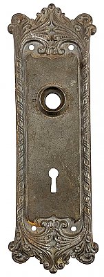 Antique Cast Iron Romanesque "Orleans" Design Door Plate By Lockwood Manufacturing - Circa 1914