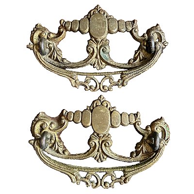 Antique Brass Drawer Pulls - Set of 2 - Circa 1900