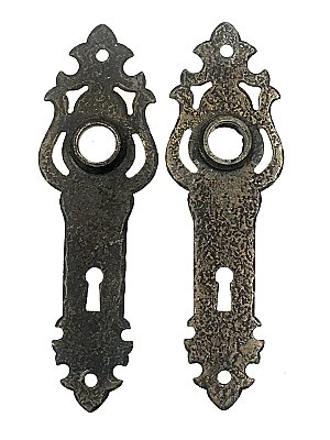 Pair of Antique Cast Iron Door Plates  - Circa 1935