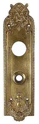 Antique Cast Bronze "Marsala" Pattern Cylinder Lock Door Plate By Reading Hardware Co. - Circa 1900