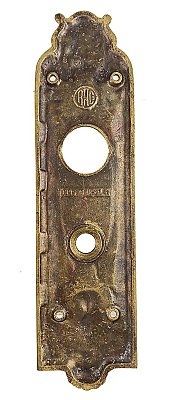 Antique Cast Bronze "Marsala" Pattern Cylinder Lock Door Plate By Reading Hardware Co. - Circa 1900