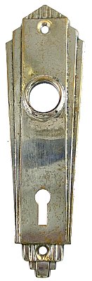 Antique Nickel Plated Wrought Brass "Radial" Design Door Plate by Sargent & Co. - Circa 1926