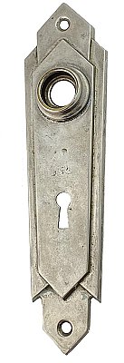 Antique Nickel Plated Wrought Brass "Miami" Design Door Plate by P. & F Corbin Co. - Circa 1932
