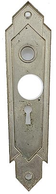 Antique Nickel Plated Wrought Brass "Miami" Design Door Plate by P. & F Corbin Co. - Circa 1932