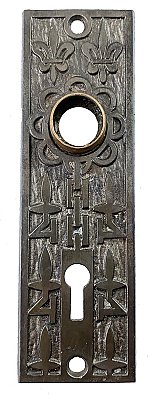 Antique Cast Iron Door Plate in "Fleur de Lis" Design by Mallory & Wheeler - Circa 1882