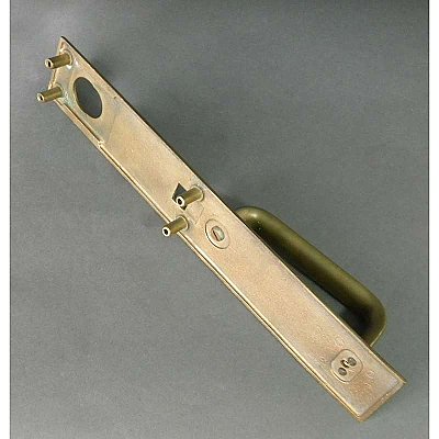 Antique Large Cast Bronze Door Pull With Plate and Cylinder Opening