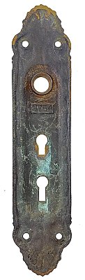 Antique Cast Bronze Door Plate in "Florentine" Design By Branford Lock Works - Circa 1893