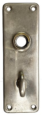 Antique Nickel Plated Wrought Bronze Thumbturn Door Plate - Circa 1915
