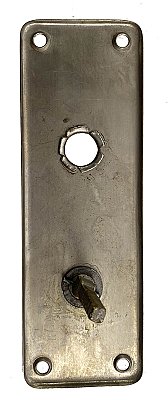 Antique Nickel Plated Wrought Bronze Thumbturn Door Plate - Circa 1915