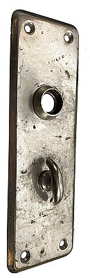 Antique Nickel Plated Wrought Bronze Thumbturn Door Plate - Circa 1915