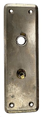 Antique Nickel Plated Wrought Bronze Thumbturn Door Plate - Circa 1915