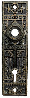 Antique Cast Bronze Aesthetic Movement Door Plate in "Arcadia" Design By Sargent & Co. - Circa 1888