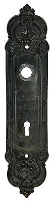 Antique Wrought Brass "Gordian" Pattern Door Plate By Yale & Towne - Circa 1899
