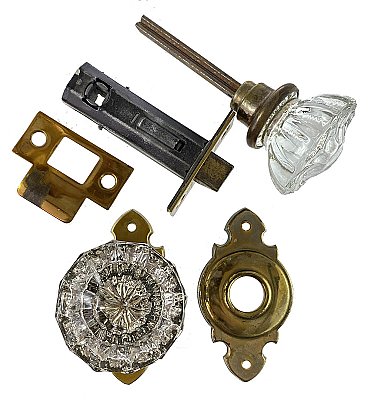 Antique Bronze and Glass Doorknob Set by Yale & Towne - Circa 1940