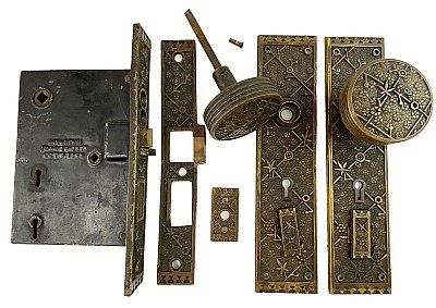 Antique Cast Bronze Entry Door Set in "Ekado" Design by Sargent & Co. - Circa 1888