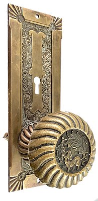 Antique Cast Bronze Door Lock Set in "Empire" Design by  P. & F. Corbin - Circa 1892