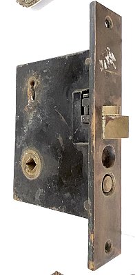 Antique Cast Bronze Door Lock Set in "Empire" Design by  P. & F. Corbin - Circa 1892