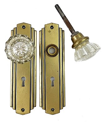 Antique Wrought Brass Door Set in "Locart" Design by Barrows Lock Works - Circa 1939