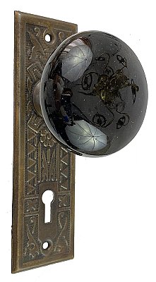 Antique Wrought Steel Door Set With Ebony Porcelain Knobs by Sargent & Co. - Circa 1888