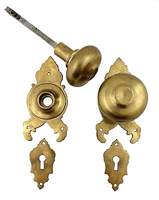 Antique Cast Bronze Door Set with Key Escutcheons by P. & F. Corbin - Circa 1876