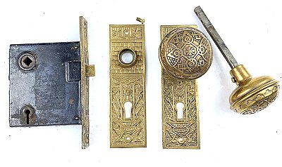 Antique Cast Bronze "Hoofed Urn" Door Set by Norwalk Lock Co. - Circa 1890