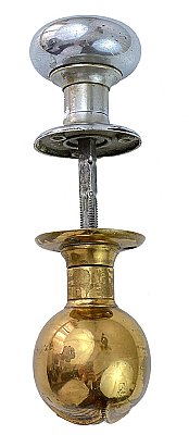 Antique Cast Bronze & Chrome Door Knob Set in "Oxford" Design by Russell & Erwin - Circa 1909