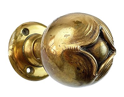 Antique Cast Bronze & Chrome Door Knob Set in "Oxford" Design by Russell & Erwin - Circa 1909