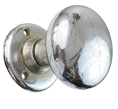 Antique Cast Bronze & Chrome Door Knob Set in "Oxford" Design by Russell & Erwin - Circa 1909
