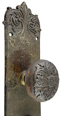 Antique Cast Iron Door Knob Set in "Tunis" by Barrows Lock Co. - Circa 1920