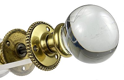 Antique Glass Ball and Cast Brass Door Knobs and Rosettes by P. & F. Corbin - Circa 1923