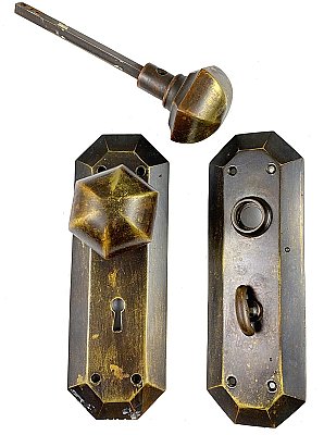 Antique Cast Bronze Door Set in "Hanford" Design by Reading Hardware - Circa 1915