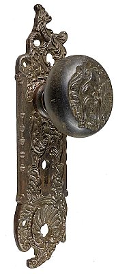 Antique Cast Iron Door Set in "Belfort" Design by Reading Hardware - Circa 1899