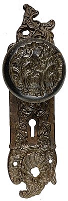 Antique Cast Iron Door Set in "Belfort" Design by Reading Hardware - Circa 1899