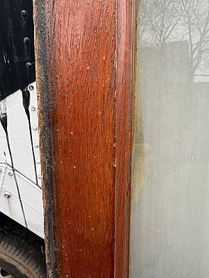 Antique 48” x 93-1/2” Quartersawn Oak Frosted Window Panel - Circa 1890