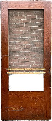 Antique 37-9/16" x 87-9/16" Oak Screen Exterior Door - Circa 1880