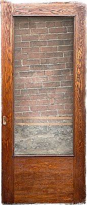 Antique 37-9/16" x 87-9/16" Oak Screen Exterior Door - Circa 1880