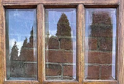 Antique 32” x 80-1/4” Oak Exterior Door w/ 12 Beveled Glass Panes - Circa 1900
