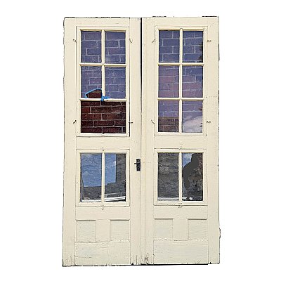 Antique 55” x 89” Pine Exterior Storm Door Pr - Circa 1920